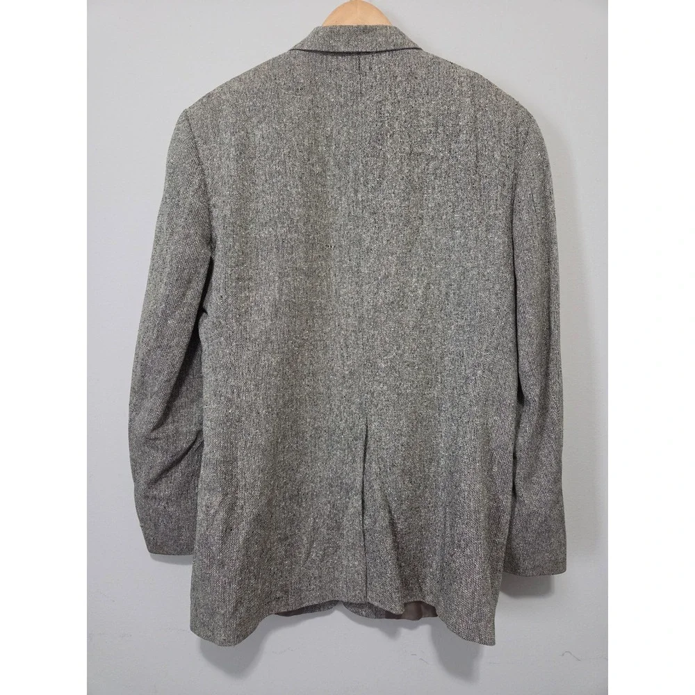 Deansgate Mens 40R Silk Blazer Sport Coat Grey‎ Tweed 2 Button Made in Lithuania